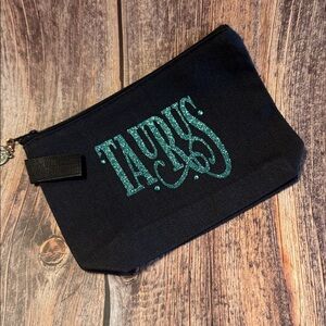 NEW Taurus Black 7”x5” Cosmetic Bag w/ Custom Vinyl Item #PHK3491